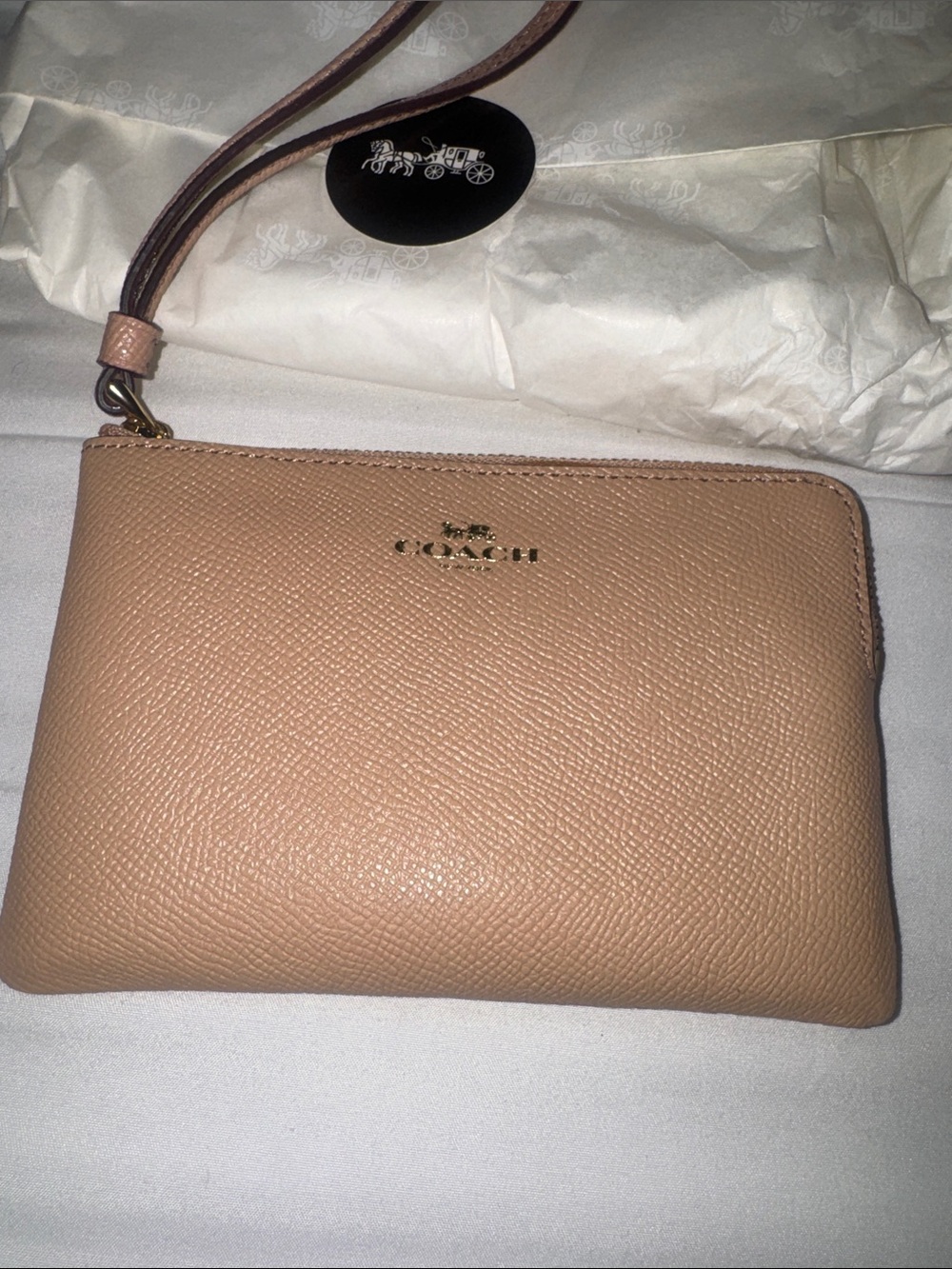 Coach Leather Wristlet in Blush